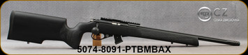 CZ- 22LR - 455 Mini Sniper - Black Composite Sniper Stock w/Soft-Touch Surfaces/Blued, 21"Fluted, Threaded(1/2x28)Barrel, Muzzle Brake, 25 MOA Weaver-Style Rail, 10rd detachable magazine, Mfg# 5074-8091-PTBMBAX