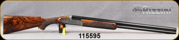 Rizzini - 12Ga/3"/29" - Grand Regal Extra - O/U Boxlock - Select Grade 4 Turkish Walnut Checkered Pistol Grip Stock/Roundbody Steel frame w/sideplates & Hand finished scroll & Game Scene engraved receiver/Blued Barrels, Auto Ejectors, S/N 115595