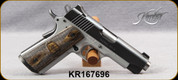 Used - Kimber - 45ACP - Tactical Pro II - Semi-Auto - Double diamond laminated wood Grips w/Kimber logo/Charcoal Grey Slide/Aluminum Frame, 4.25"Barrel, Fixed low-profile 3-dot tritium night sights, 2 magazines - in original case