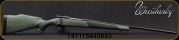 Weatherby - 257WbyMag - Vanguard Synthetic Green - Bolt Action Rifle - Green Monte Carlo Griptonite Synthetic Stock w/Black Touch Panels/Matte Blued Finish, 26"Barrel #2 Contour, 3 Round Hinged Floorplate, Mfg# VGY257WR6O