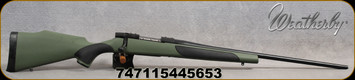 Weatherby - 257WbyMag - Vanguard Synthetic Green - Bolt Action Rifle - Green Monte Carlo Griptonite Synthetic Stock w/Black Touch Panels/Matte Blued Finish, 26"Barrel #2 Contour, 3 Round Hinged Floorplate, Mfg# VGY257WR6O