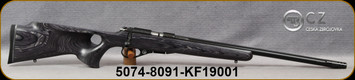 CZ - 22LR - 455 Thumbhole Grey Kanel - Grey Laminate Thumbhole Stock/Blued, 20.67"Fluted & Threaded Heavy Barrel, 5rd detachable magazine, Fly Weight Trigger, Mfg# 5074-8091-KF19001