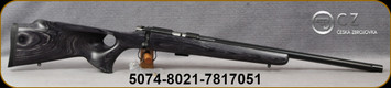 CZ - 22LR - 455 Thumbhole Grey - Grey Laminate Thumbhole Stock/Blued, 20.67"Fluted Heavy Barrel, 5rd detachable magazine, Mfg# 5074-8021-7817051