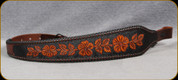 Custom Handmade Genuine Leather Sling - Floral (3 Flowers) - Black/Brown