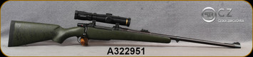 Consign - CZ - 416Rigby - Model 550 Safari Magnum Classic - Green w/Black Web Synthetic & Original Walnut Stock/Blued, 25"Barrel, Only 20rds fired - c/w Leupold VX-6, 1-6x24mm, #4 Reticle, Warne Mounts, Barrel Band