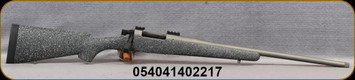 Nosler - 6.5PRC - Model 21 - Black/Grey Speckle McMillan Hunters Edge Sporter Stock/Stainless Finish, 22"Threaded #3Contour Barrel, knurled thread protector, TriggerTech Field model trigger, Mfg# 40221