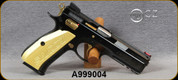 Consign - CZ - 9mm - Model 75 SP-01 Shadow Champion - 1 of 333 Worldwide - Limited Edition - Semi-Auto - Gold Aluminum Grips/Black Finish w/Gold Accents/Stainless, 4.5"Barrel - unfired, in original Buffalo Leather CZ case