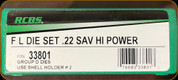 RCBS - Full Length Dies - 22 Sav Hi-Power - 33801