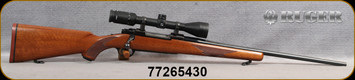 Consign - Ruger - 270Win - M77 - Walnut Stock/Blued Finish, 22"Barrel, Timney Trigger, Glass Bedded, c/w Zeiss - Terra 3x, 3-9x42mm, SFP, #20 Z-Plex Ret, Mfg# 522701-9920(scope box included) - in tan soft case