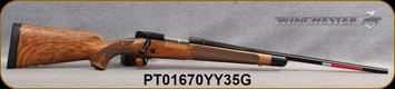 Winchester - 6.5Creedmoor - Model 70 Super Grade AAA French - Bolt Action Rifle - Grade AAA French Walnut w/Shadowline cheekpiece/Polished Blued Finish, 22" Barrel, 4 Round Hinged Floorplate, Adjustable Trigger, Mfg# 535239289, S/N PT01670YY35G