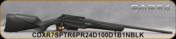 Cadex Defence - 6.5PRC - CDX-R7 SA SPTR - Black Stock W/Neoprene Cheek Pad & Rubberized grip insert/Black Cerakote, 24"Cadex sporter profiled stainless steel barrel, Hunting Style Muzzle Brake, DX2 Evo Straight Shoe Trigger
