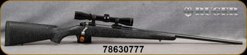 Consign - Ruger - 25-06Rem - M77 MKII - Black w/White Speckle Textured Stock/Blued Finish, 24"barrel, c/w Leupold Vari-X IIc, 2-7, Duplex reticle