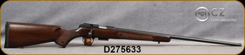 CZ - 17HMR - Model 457 American - Bolt action Rifle - Turkish Walnut - American Style Stock/Blued, 24.8"Threaded 1/2x20 Barrel, Detachable 5rd magazine, Integrated 11mm Dovetail, Mfg# 5084-8982-MAAMAAX, S/N D275633