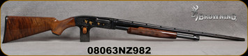 Consign - Browning - 410Ga/3"/26" - Model 42 Grade V - Pump Action Shotgun - High Grade Gloss Walnut/Game-Scene Engraved Receiver w/Gold Inlay/Blued, Vent-Rib Barrel, Fixed Full Choke