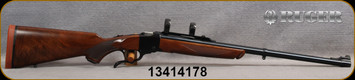 Used - Ruger - 405Win - No.1-H - Select Walnut Stock w/Alexander Henry Forend/Blued Finish, 24"Barrel - Very low rounds fired c/w Hornady Dies & Shell holder, 1"Rings
