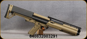 Kel-Tec - 12Ga/3"/18.5" - KSG - Pump Action Shotgun - Tan Ambidextrous Synthetic Stock/Black Finish, 12 Round Dual Tube Magazines, Downward Ejection