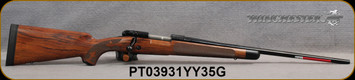 Winchester - 6.5Creedmoor - Model 70 Super Grade AAA French - Bolt Action Rifle - Grade AAA French Walnut w/Shadowline cheekpiece/Polished Blued Finish, 22" Barrel, 4 Round Hinged Floorplate, Adjustable Trigger, Mfg# 535239289, S/N PT03931YY35G