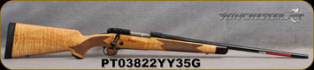 Winchester - 6.5Creedmoor - Model 70 Super Grade Maple - Bolt Action Rifle - Grade AAA Tiger Maple Walnut Stock/Polished Blued, 24"Barrel, 3 Round Hinged Floorplate, Mfg# 535218289, S/N PT03822YY35G