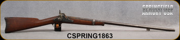 Consign - Springfield - 58Cal - Antique Model 1863 Musket - Wood stock w/Schnabel forend/Antique patina, 32"Barrel - Sold AS IS