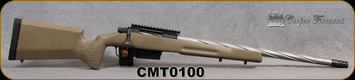 Used - Cooper - Colt - 308Win - M2012 - Tan Synthetic stock w/Textured Grip/Blued Action/Stainless Finish, 22"Spiral Fluted Barrel, DBM, muzzle brake, 0MOA Optic Rail