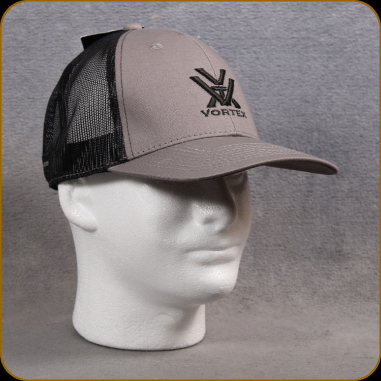 Vortex Optics Trucker Hat Logo Embroidered Mesh Snapback Gray