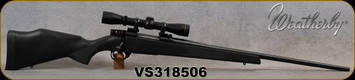 Consign - Weatherby - 243Win - Vanguard Synthetic - Black Synthetic Stock/Blued, 24"Barrel, Weaver steel bases, Burris rings, BlackHawk synthetic sling & swivels, Leupold VX-1 2-7x33mm, duplex - unfired, in soft case
