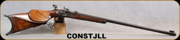 Consign - St.Jllichmann Wein - .32perc cal? - Schutzen Style Model percussion flip block - Fancy Engraved Stock w/Left & Right Cheek Pieces/Scroll relief Engraved Receiver/Blued, 28" Octagonal barrel - see notes for full description