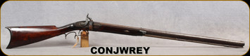 Consign - J.W Reynolds - 40cal - Percussion Black Powder - Antique - Walnut Straight-Grip Stock/Antique Patina, 30.5" - 1/2 round 1/2 octagon barrel, Iron lock hammer - stock cracked and repaired w/nails at wrist & upper tang