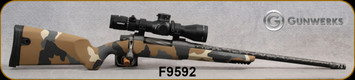 Gunwerks - 7mmPRC - ClymR Rifle System - Tectonic Tan - Carbon Fiber Stock/Titanium GLR Action/20"Carbon Wrap Barrel, Tungsten Finish, Directional Muzzle Brake, Leupold, 3.6-18x44, RH1 MOA non-Ill, Hornady ELD-m & Ballistic Turret