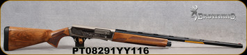 Browning - 16Ga/2.75"/28" - A5 Ultimate - recoil operated kinematic drive Semi-Auto - Satin Finish Select Walnut/Engraved alloy Humpback receiver/Blued Barrel, Mfg# 0118205004, S/N PT08291YY116