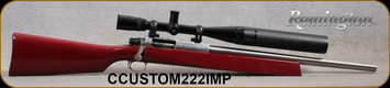 Consign - Remington - 222Imp - Custom - Red Benchrest Stock/Remington Action/Stainless Finish, 22"Barrel, c/w Bausch & Lomb scope, target dot reticle - no visible serial number