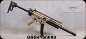 GSG - 22LR - Model 16 - Semi-Auto - Tan Collapsible Stock w/extra Magazine storage compartment/Polymer Receiver/Black Finish, 16.53"Hammer-Forged Barrel, Picatinny Rails - Non Restricted - Mfg# 416.00.09