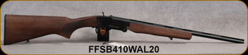 Federation Firearms - 410Ga/3"/20" - SB-410 - Single Barrel Shotgun - Turkish Walnut Stock/Matte Black Finish, Bead Front Sight, Fixed Choke, Mfg# FF-SB410-WAL-20