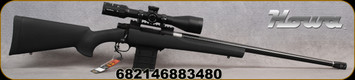 Howa - 308Win - Model 1500 Hogue Pkg - Black Hogue pillar-bedded Overmolded stock & recoil pad/Carbon Fiber, 24"Barrel, Threaded(5/8"-24), Two-stage trigger - Mfg# HCF308BDLRP - STOCK IMAGE