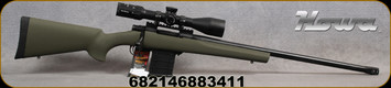 Howa - 6.5Creedmoor - Model 1500 Hogue LR Pkg - OD Green Hogue pillar-bedded Overmolded stock & recoil pad/Blued, 24"Heavy Barrel, Threaded(5/8"-24), Two-stage trigger - Mfg# H65CRGDLRP - STOCK IMAGE