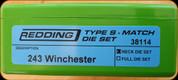 Redding - Type S-Match Neck Die Set - 243 Winchester - 38114