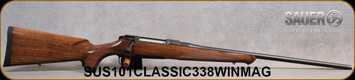 Sauer - 338WM - Model 101 Classic - Bolt Action Rifle - Ergo Max Walnut Stock/Blued, 22"Barrel, 5 Round Capacity, No Sights, Mfg# SUS101-CLASSIC-338-WIN-MAG - STOCK IMAGE