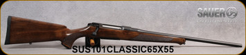Sauer - 6.5x55SE - Model 101 Classic - Bolt Action Rifle - Ergo Max Walnut Stock/Blued, 22"Barrel, 5 Round Capacity, No Sights, Mfg# SUS101-CLASSIC-6-5X55 - STOCK IMAGE