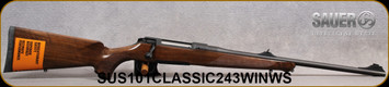 Sauer - 243Win - Model 101 Classic - Bolt Action Rifle - Ergo Max Walnut Stock/Blued, 22"Barrel, 5 Round Capacity, With Sights, Mfg# SUS101-CLASSIC-243-WIN - STOCK IMAGE