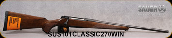 Sauer - 270Win - Model 101 Classic - Bolt Action Rifle - Ergo Max Walnut Stock/Blued, 22"Barrel, 5 Round Capacity, No Sights, Mfg# SUS101-CLASSIC-270-WIN - STOCK IMAGE