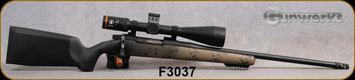 Gunwerks - 300PRC - Werkman Rifle System - Tan Fracture Carbon fiber composite Stock/GW GLR ss receiver/22"GW S30 SS barrel, Directional Brake, Revic RS25 Werkman 5-25x56 scope, RH2 MOA reticle, Hornady Prec.Hunter Ammo & Ballistic Turret, S/N F3037