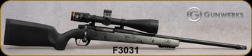 Gunwerks - 300PRC - Werkman Rifle System - Grey Fracture Carbon fiber composite Stock/GW GLR ss receiver/22"GW S30 SS barrel, Directional Brake, Revic RS25 Werkman 5-25x56 scope, RH2 MOA reticle, Hornady Prec.Hunter Ammo & Ballistic Turret, S/N F3031