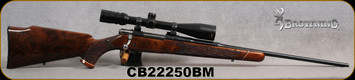 Consign - Browning - 22-250Rem - Belgium Medallion - Grade IV Walnut Stock w/Rosewood forend & Grip Cap/Engraved Receiver/Blued Finish, 22"Barrel - rebarrel - s/n not visible - c/w Bushnell Elite 4200, 4-16, plex reticle