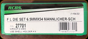 RCBS - Full Length Dies - 6.5mm x 54 Mannlicher-Schoenauer - 27701