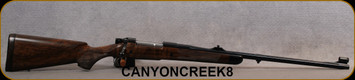 Canyon Creek Customs - 375H&H - Defiance Rebel Action - Exhibition Grade Turkish Walnut w/Ebony Forend Tip, Skeleton Grip Cap/High Polished Blued Finish, 25"Barrel, Chrome Moly Action, CRF, 3-Position Safety, Leather Recoil Pad, S/N CANYONCREEK8