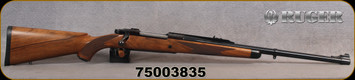 Consign - Ruger - 458Lott - M77 Mark II Magnum - Bolt-Action - Circassian Walnut Stock w/Ebony Forend Tip/Blued, 23"Barrel, 3 Rnd hinged floorplate, Mfg# 07512 - in original box - c/w Dies & 50pcs new brass - in shipping box