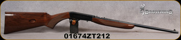 Consign - Browning - 22LR - SA-22 Grade I - Semi-Auto - Gloss American Walnut/Scroll Engraved Receiver/Blued, 19.25"Barrel, Bottom eject, gold bead front sight - c/w rail - Mfg# 021001102 - 300rds fired - in orig.box