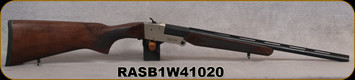Revolution Armory - 410Ga/3"/20" - SB1W - Break-Action Shotgun - Turkish Walnut/Nickel Finish Receiver/Matte Black Barrel, (3)pcs (F/M/IC) chokes, Mfg# RA-SB1W-410-20