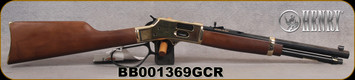 Henry - 45LC - Big Boy Brass Side Gate Carbine - Large Loop Lever Action Rifle - American Walnut Stock/Brass Receiver/Blued Steel, 16.5"Octagonal Barrel, Fully Adjustable Semi-Buckhorn Rear Sight w/ Diamond Insert, Mfg# H006GCR, S/N BB001369GCR