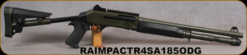 Revolution Armory - 12Ga/3"/18.5" - AKSA S4 FX-08 - Inertia Driven Semi-Auto Shotgun - Black Telescopic Synthetic Stock/OD Green Cerakote Finish, Mfg# RA-IMPACTR4-SA-18.5ODG